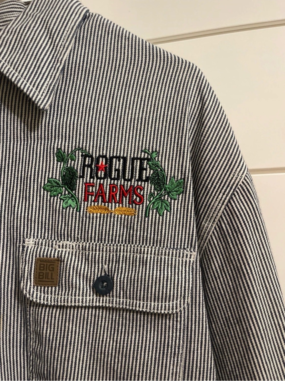 Big Bill x Rogue Brewery Hickory Stripe Quarter-Zip Work Shirt - Men's M
